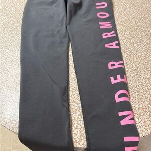 Under Armour Charcoal Leggings with Pink Accent